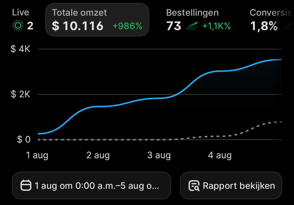 Shopify dashboard showing $10,116 total sales